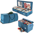 Hearth & Harbor Christmas Tree Storage Bag 7.5 ft, Wrapping Paper Storage Organizer Container & Large Christmas Ornament Storage Box With Adjustable Dividers by HearthHarbor