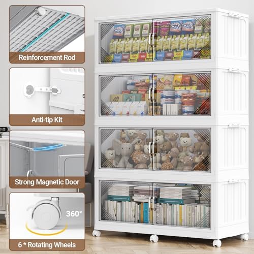 BROVIEW V60 880QT Plastic Stackable Storage Bins with Lid, 4Pack White - Image 5