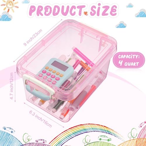 Wenqik 6 Pack Colorful Plastic Storage Bins with Lids, Pink - Image 2