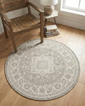 Rugs.com - Outdoor Aztec Rug – 3 Ft Round Light Gray Indoor/Outdoor Rug – Weather-Resistant and Easy-Clean Accent for Patios, Decks, and Porches by Rugscom