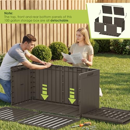 Devoko 100 Gallon Outdoor Storage Box, Waterproof Deck Box Lockable - Image 5