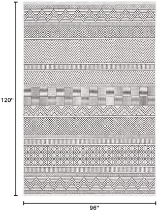 SAFAVIEH Washable Rug Outdoor Courtyard Collection - 8' x 10', Ivory & Black, Non-Shedding & Easy Cleaning, Ideal for Patio, Backyard, Mudroom, DIning Space (CY8196-53712) - Image 6