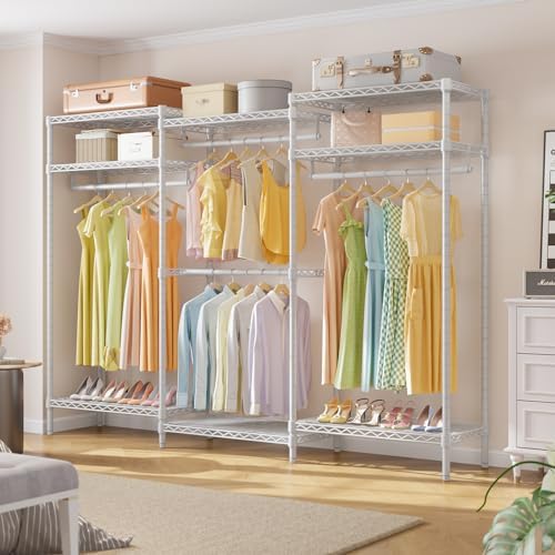 VIPEK V5i Plus Wire Garment Rack Heavy Duty Clothes Racks for Hanging Clothes, Large Free Standing Wardrobe Closet Metal Clothing Racks with Adjustable Shelves for Bedroom, White - Image 2
