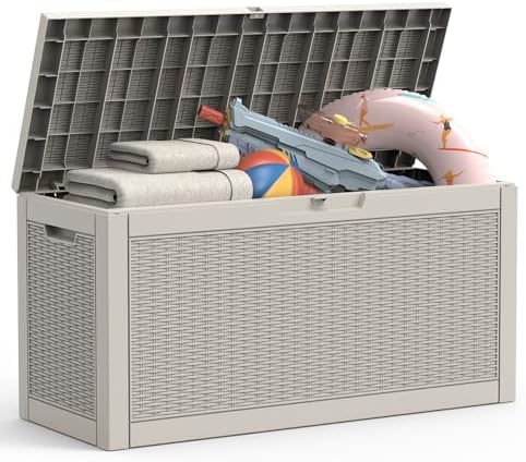Outdoor Deck Storage Box, 66 Gallon Deck Box,Lockable Patio Storage Bench by TreillageTale