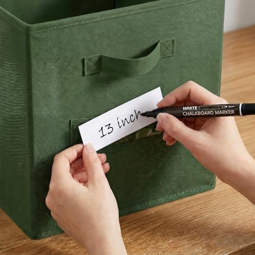 Storage Bins,13 Inch Cube Storage Bin with Labels,6pcs,Dark Green - Image 4