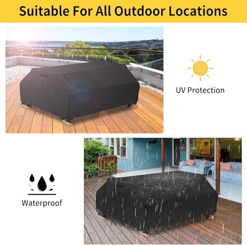 AKEfit Waterproof Picnic Table Covers 6FT Heavy Duty Oxford Cloth Wind Dust Proof Anti-UV Outdoor Indoor Patio Picnic Table Bench Cover 70/72 Inch,Black - Image 5