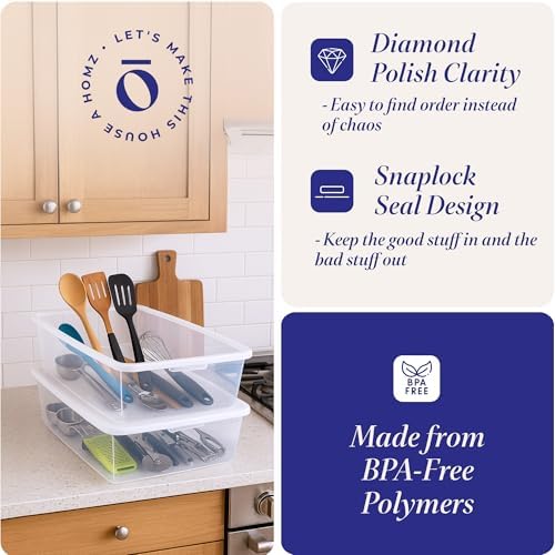 HOMZ Snaplock, Large Clear Plastic Storage Organizer Bins w/Lids, 2 Pack - Image 4