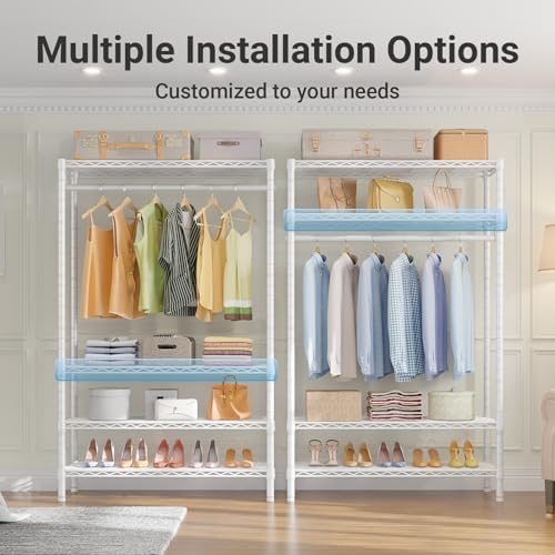 VIPEK V1 4-Tier Clothes Rack with Hanging Rod, Freestanding Closet, White - Image 3