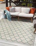 Unique Loom Outdoor Trellis Collection Area Rug - Trellis (Square 13' 0" x 13' 0", Gray/ Ivory) by UniqueLoom