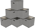 Fabric Cubby Storage Bins,13x13x13 Inches,Cube Organizer Bin Foldable Storage Boxes with Dual Handles Fabric Organizer Box and collapsible Storage basket,Set of 6,Grey grid by Yunkeeper