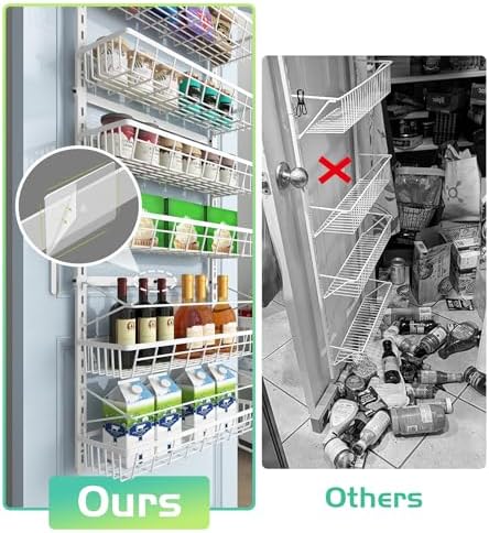 Mefirt Over The Door Pantry Organizer, Wall Mount Spice Rack 6-Tier White - Image 5