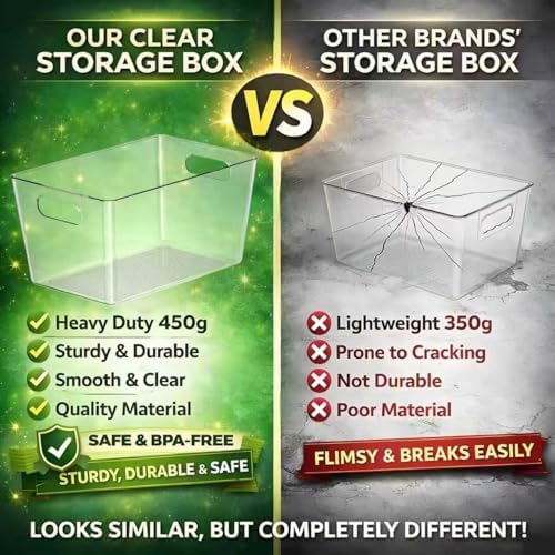 8 Pack Large Clear Plastic Storage Bins, Kitchen &Pantry Organizer - Image 4