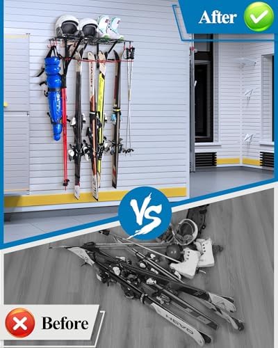 Mythinglogic Ski Equipment Storage Rack with Shelf for Garage and Shed - Image 7