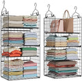 8 Tier Widened Hanging Closet Organizer and Storage Shelves, Metal & Foldable Hanging Clothing Organizer Baskets with Adjustable Dividers for Sweaters Shoes Handbags,Black (L11.81"xW16.14"xH15.35") by X-cosrack