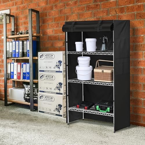 Shelf Covers for Wire Shelving,Heavy Duty Dustproof Storage Wire Rack Covers with Zipper Fit for Your Pantry Shelves ,48"*18"*72" inches, Black - Image 2