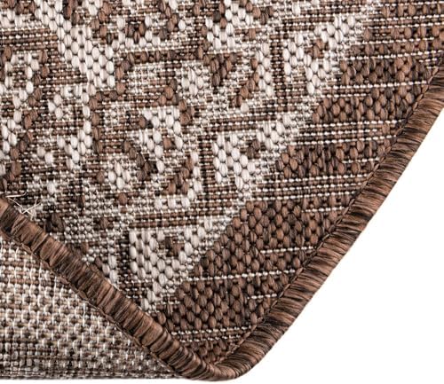 Rugs.com Outdoor Aztec Collection Rug – 13 Ft Round Brown Flatweave-Pile Rug Perfect for Kitchens, Dining Rooms - Image 7