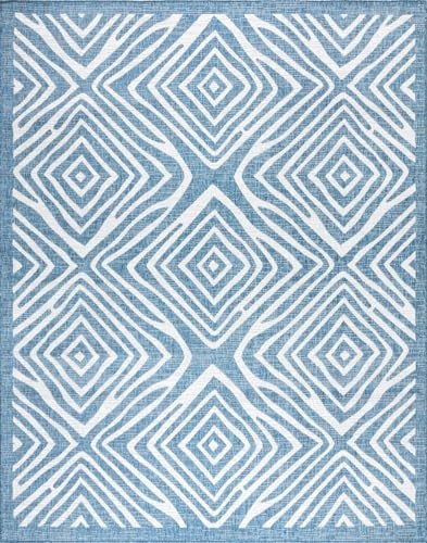 Gertmenian Indoor Outdoor Area Rug, Classic Flatweave, Moroccan Collection II, Stain & UV Resistant Carpet, Deck, Patio & Mudroom, 8x10 Large, Navy Blue Ivory Tribal Safari, 19495 by Gertmenian