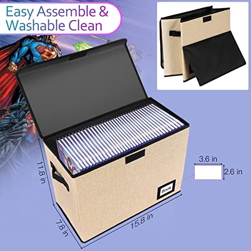 10 Pack Comic Book Storage Box 15.8" X 7.8" X 11.8", Collapsible Holds 160-180 Comic Book Organizer Heavy Duty Bin Container Holder Shelf (Yellow) - Image 3