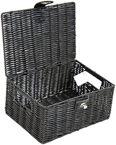 ARPAN Set of 3 Resin Woven Utility Storage Basket Box With Lid & Lock (Black) - Image 4