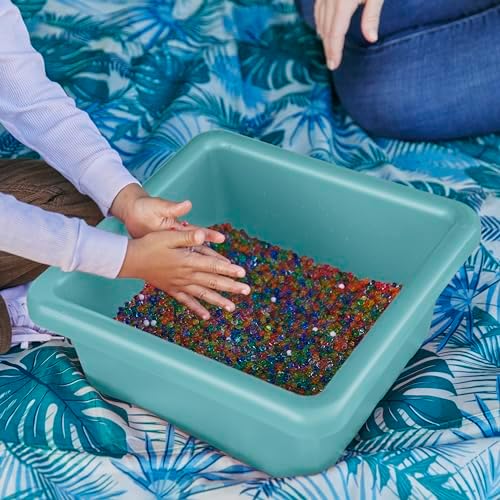 ECR4Kids Stackable Square Bins with Non-Snap Lids, Multipurpose Organization, Seafoam, 2-Pack - Image 7