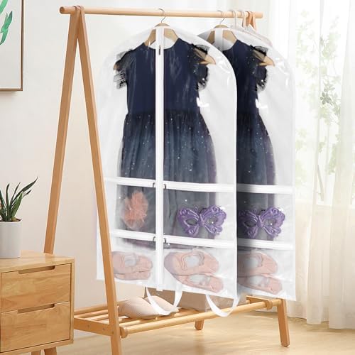 KEEGH 40 inch Clear Garment Bags for Dance Costumes, 6 Pack,White - Image 5