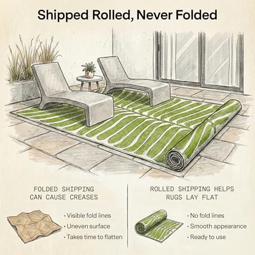 Fab Habitat Outdoor Rug - Waterproof, Fade Resistant, Crease-Free - Premium Recycled Plastic - Tropical Leaf Botanical - Patio Porch Balcony Deck - Hilo - Green - 8 x 10 ft - Image 4