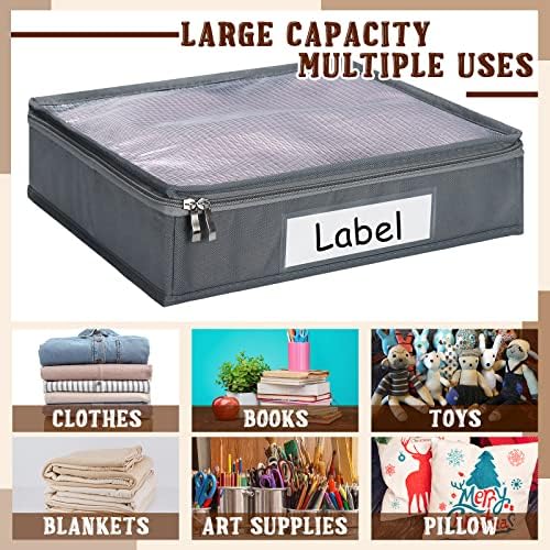Panelee 6 Pcs 14x12x3'' Sweater Storage Bag with Easy Gliding Zipper, Gray - Image 7