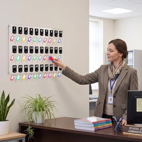 Beeveer Acrylic Key Holder Board with 30 Hooks, Wall Mount Organizer, Clear - Image 6