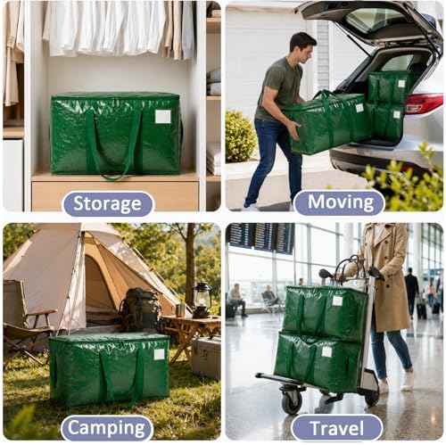 Songrey Extra Large Heavy Duty Moving Bags, 12 Pack, Dark Green - Image 7