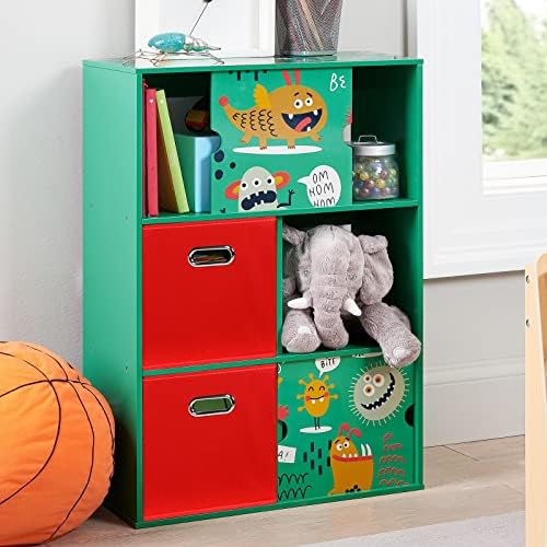 Black Fabric Cubby Storage Bins,13x13x13 Inches ,Cube Organizer Bin Foldable Storage Boxes with Dual Handles Fabric Organizer Box and collapsible Storage basket,Set of 6 ,Red - Image 5