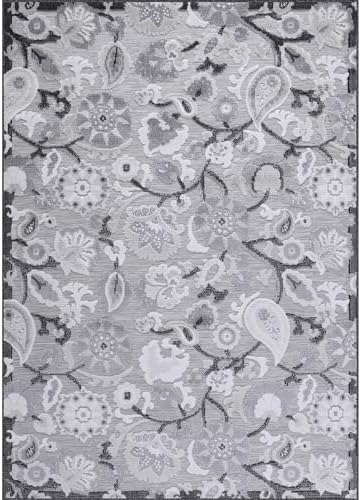Luul Home Floral Indoor Outdoor Rugs 8x10 Large Area Rug for Living Room, Patio Decor, Kitchen, and Entryway Rug, Washable Stain Resistant Outside Carpet Gray 8 x 10 - Image 3