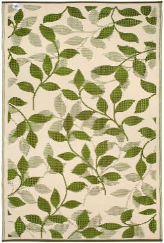 Fab Habitat Outdoor Rug - Waterproof, Fade Resistant, Reversible - Premium Recycled Plastic - Tropical - Porch, Deck, Balcony, Mudroom, Laundry Room, Patio - Bali - Forest Green & Cream - 3 x 5 ft - Image 5