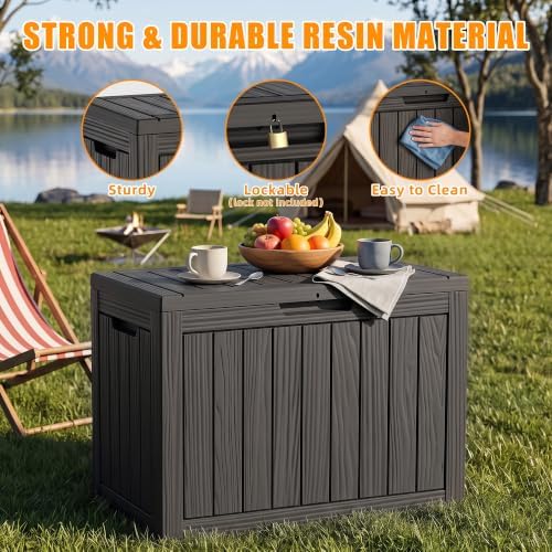 Vixzen Small Deck Boxes Outdoor Waterproof Storage, 55 Gallon, Black - Image 3