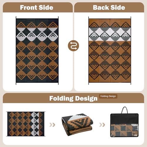 Lahome Outdoor Plastic Straw Rug, Waterproof Outdoor Rug 6x9 Camping Rug - Image 5