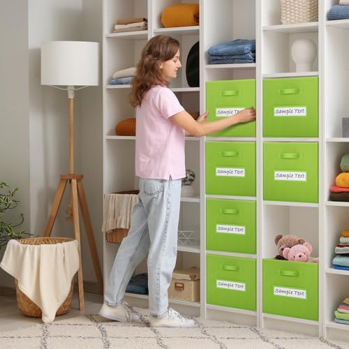 13x13 storage cube bins (Set of 10) Foldable Fabric storage cubes with 10 Labels Window Cards & a Pen,13 inch cube storage bins,Closet Organizers for Shelves,Cubby Organizer Boxes,lime green - Image 5