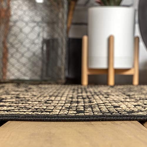 Eyely Filigree Weave Runner Rug 2X20 Black/Khaki, Indoor Outdoor Rug - Image 5