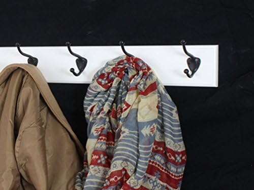 White Coat Rack with Oil Rubbed Bronze Hat & Coat Style Hooks (20" x 3.5" with 4 hooks) - Image 2