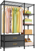 Ulif F3 Heavy Duty Clothes Rack（With Fabric Drawers）Freestanding Clothing Racks for Hanging Clothes，Adjustable Closet Organizer System，Portable Garment Rack 40" W x 15" D x 72" H，Max Load 700LBS，Black by Ulif