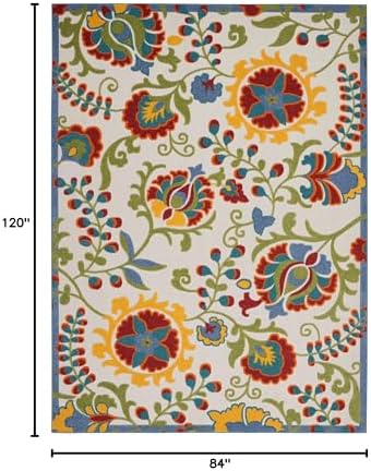 Nourison Home Aloha Ivory Multicolor 7' x 10' Area Rug - Easy Clean, Non Shedding, Bed Room, Living Room, Dining Room, Kitchen (7' x 10') - Image 2
