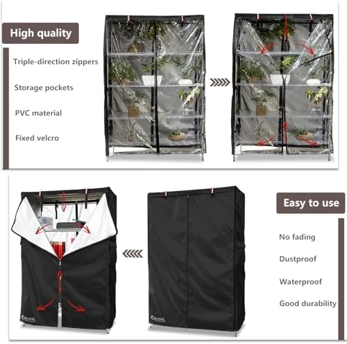 okcool Waterproof Shelf Cover,600D Heavy Duty Wire Shelving Unit Cover,Shelf Display Rack Protector Cover with Zipper,One Side See Through Panel.(Black,Fits 48" Wx18 Dx72 H Shelves) - Image 4
