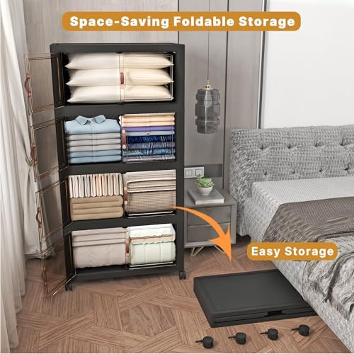 UAMFURI 672QT Stackable Storage Bins with Lids,Doors & Wheels - Image 4