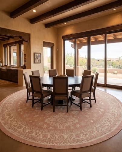 Rugs.com - Outdoor Aztec Rug – 13 Ft Round Pink Indoor/Outdoor Rug – Durable for Patios, Decks, and Porches - Image 7
