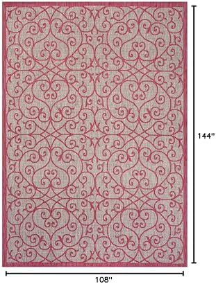 Eyely Filigree Weave Area Rug 9X12 Lt Gray/Fuchsia, Indoor Outdoor Rug - Image 2