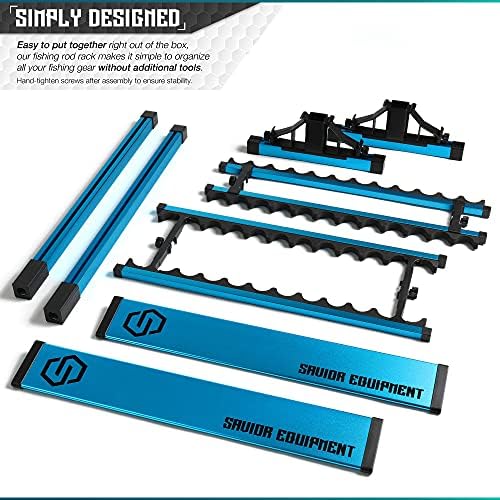 Savior Equipment Fishing Rod Rack Holder Organizer, 24-48 Slots to Hold Fresh Salt Water Spinning Rods & Reel Combo, Lightweight Aluminum Vertical Fish Pole Garage Storage Ground Display Stand - Image 6