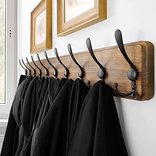 SKOLOO Rustic Coat Rack Wall Mount, 10 Hooks, 38.6'' Long, Solid Wood,Brown - Image 2