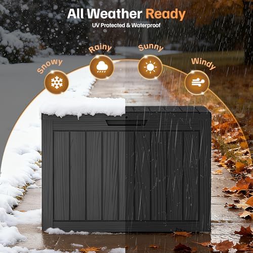 Mars Villa Deck Box, Outdoor Storage Box Waterproof, 45 Gallon, Black - Image 5