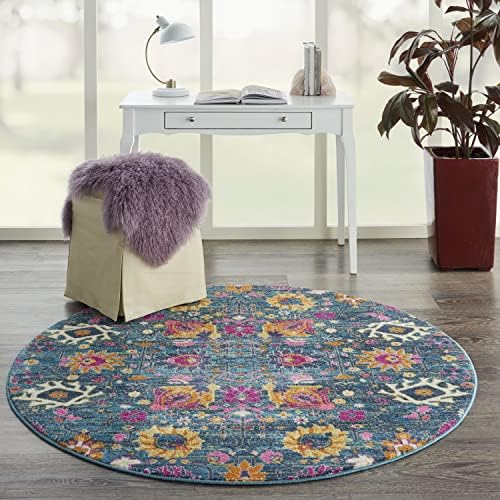 Nourison Home Passion Denim 5' x Round Area Rug - Easy Clean, Non Shedding, Bed Room, Living Room, Dining Room, Kitchen (5' x Round) by NourisonHome