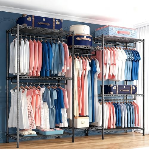 Raybee Clothes Rack,Clothing Racks for Hanging Clothes 900LBS Capacity Heavy Duty Portable Closet with 5 Hanger Rods & 8 Shelves for Walk-in Closet,Apartment - Image 5