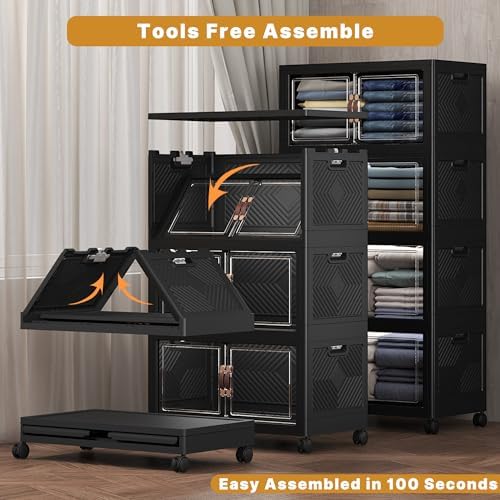 UAMFURI 480QT Stackable Storage Bins with Lids, Doors & Wheels - Image 4