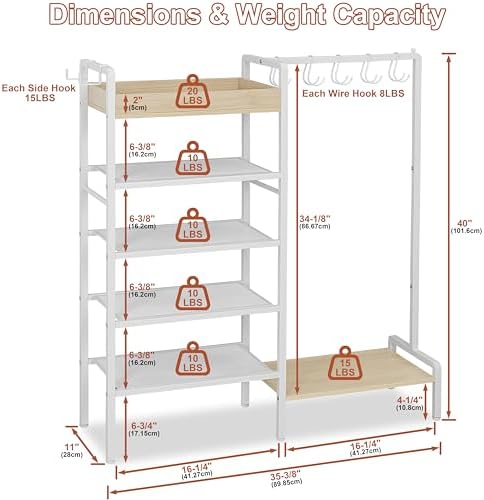 2-in-1 White Shoe Rack for Closet with Purse Organizer, 5-Tier - Image 2